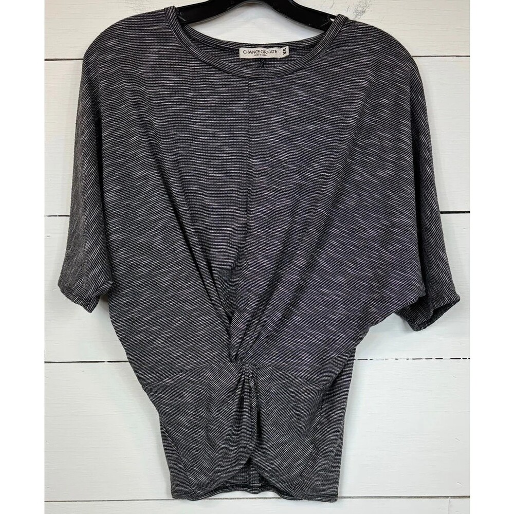 Chance or Fate Gray Short Sleeve Blouse Women's Size XS